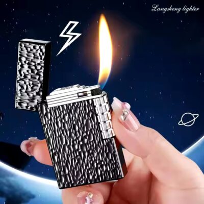 Side Slide Grinding wheel Gas Lighter-Dual Flame Mode