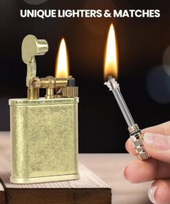 2 in 1 retro oil lighter with match stick